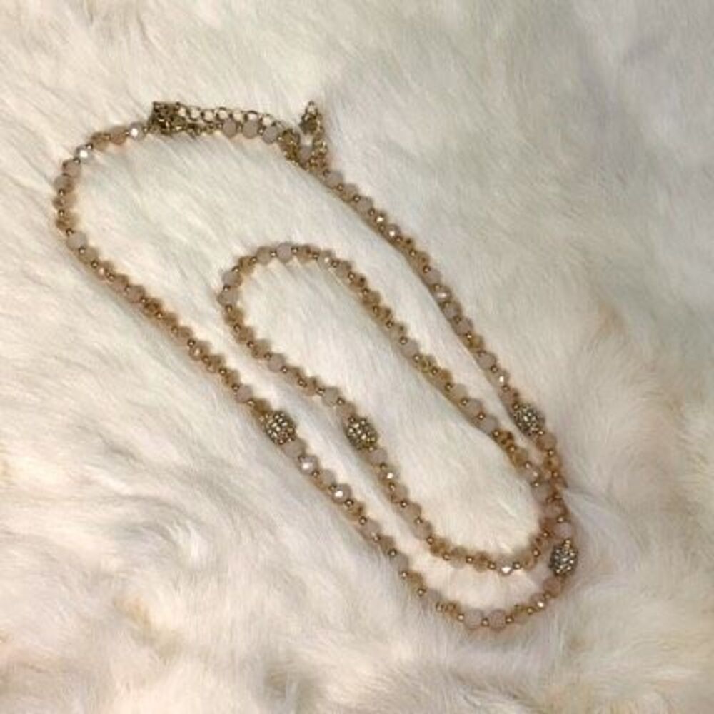 Premier Designs Sway Crystal Bead Necklace Approx 30” 4” Extender Gold Tone Meta